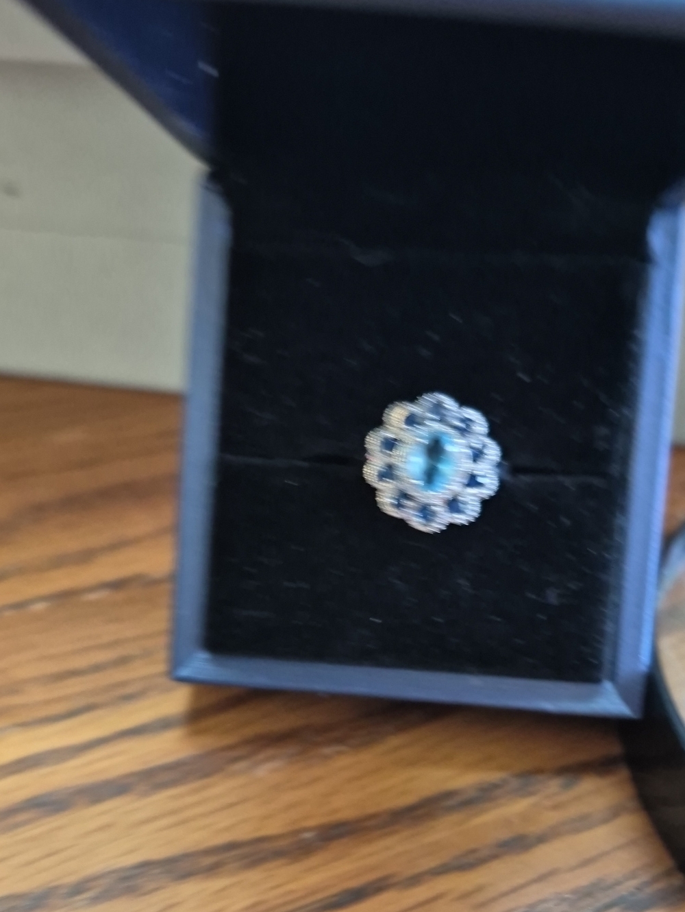 Blue Halo Moissanite Ring - GRA, .925 Silver.  Beautiful